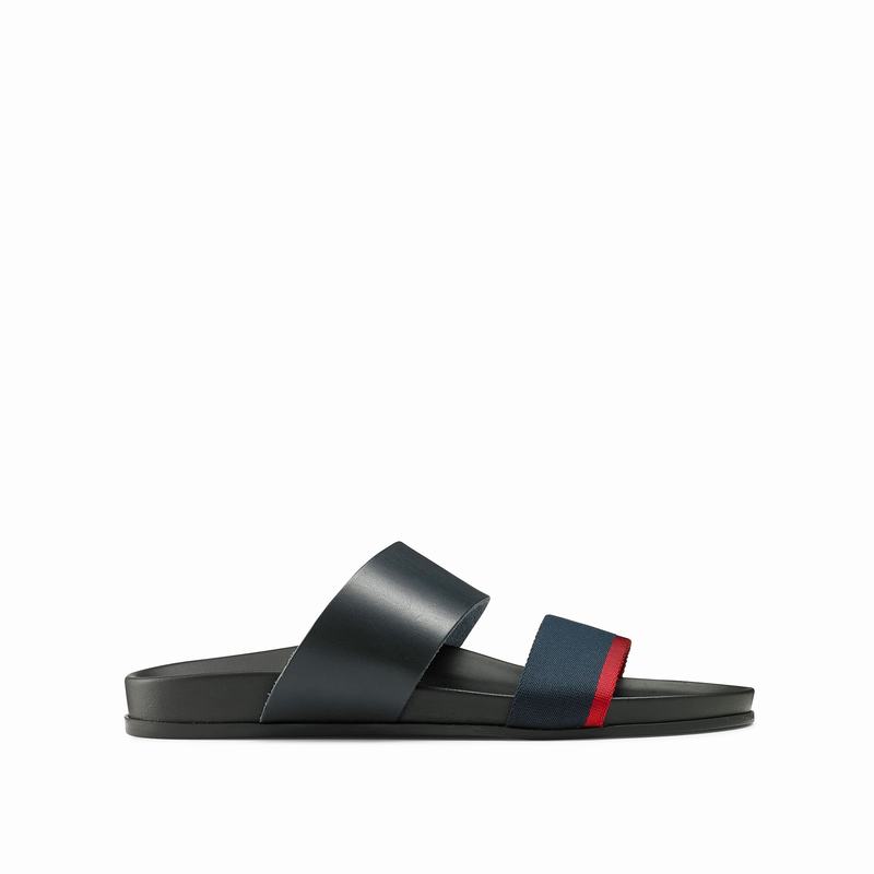 Russell & Bromley Fab Line Footbed Sandals Mens Blue [THE6316JT]